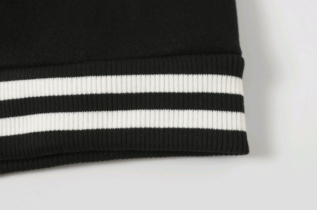 Black White Street Style Baseball Coat 0002